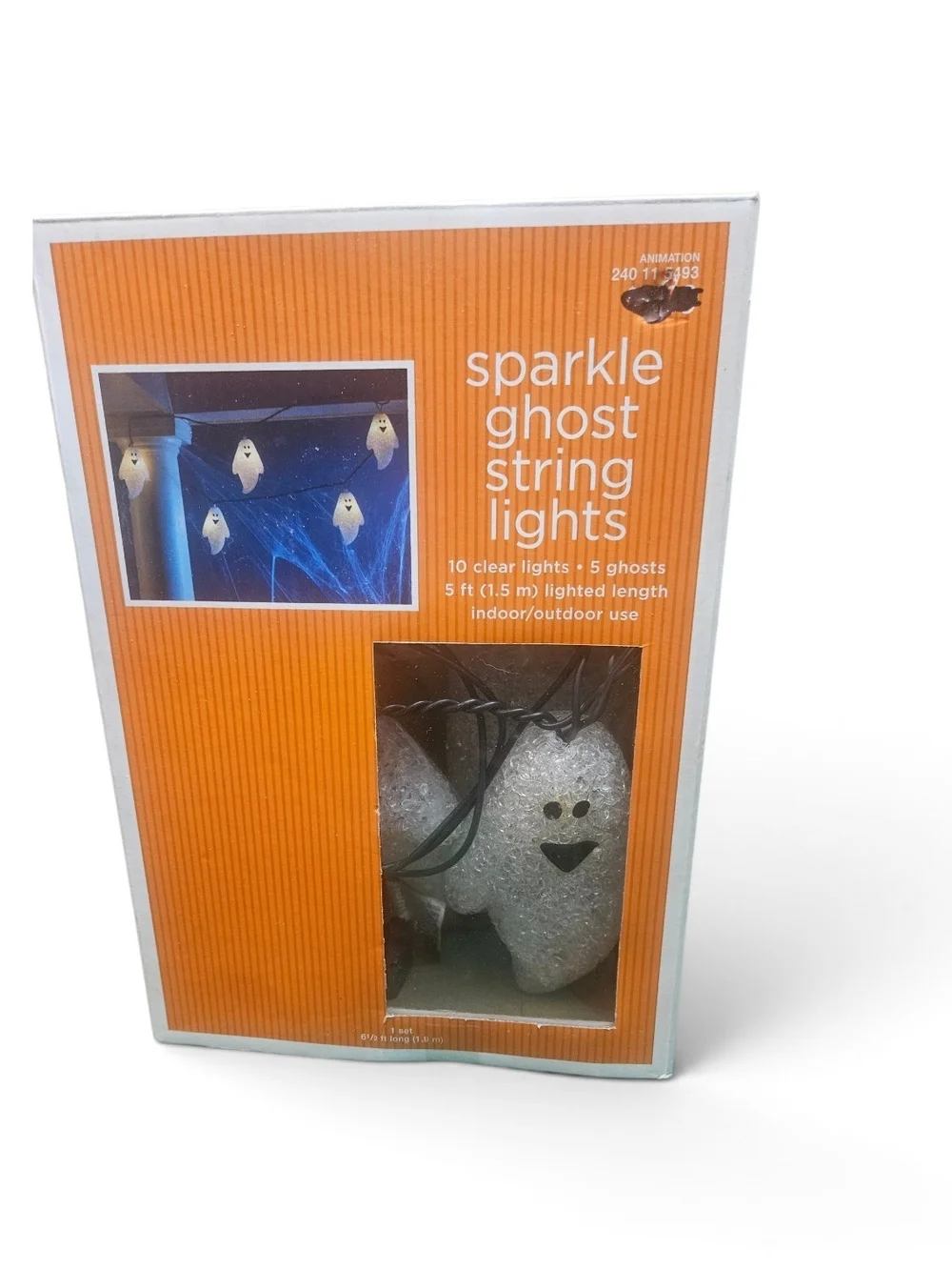 Halloween Popcorn Ghost String Lights & Ceramic Light-Up Ghost Set